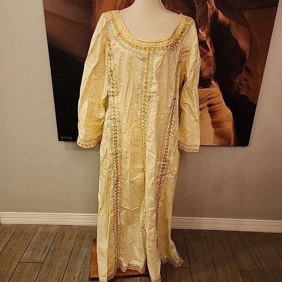 New Dubai Moroccan Islamic Kaftan Beach Arabic Modern Mix Embroidery Authentic - Picture 1 of 7